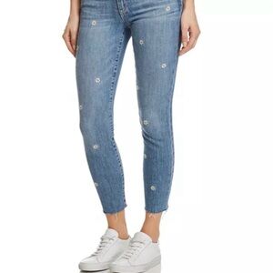 Joe's Jeans Icon Crop Skinny Jeans in Priscilla Wash with Daisy Embroidery